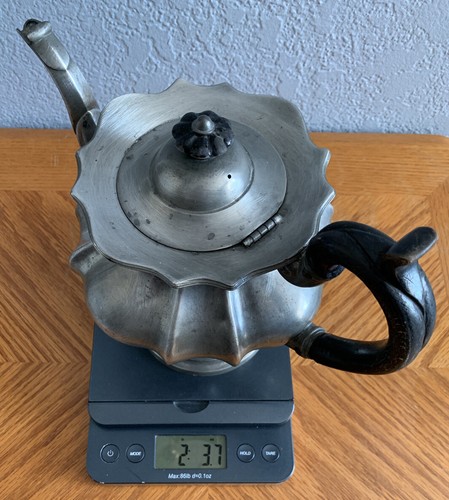 #1828C Antique Vintage Dixon and Son Empire Pewter Teapot Wooden Handle 9” Tall - Picture 2 of 12
