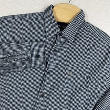 Nautica Shirt Mens Size Large Blue Check Plaid Casual Button Up Long Sleeve
