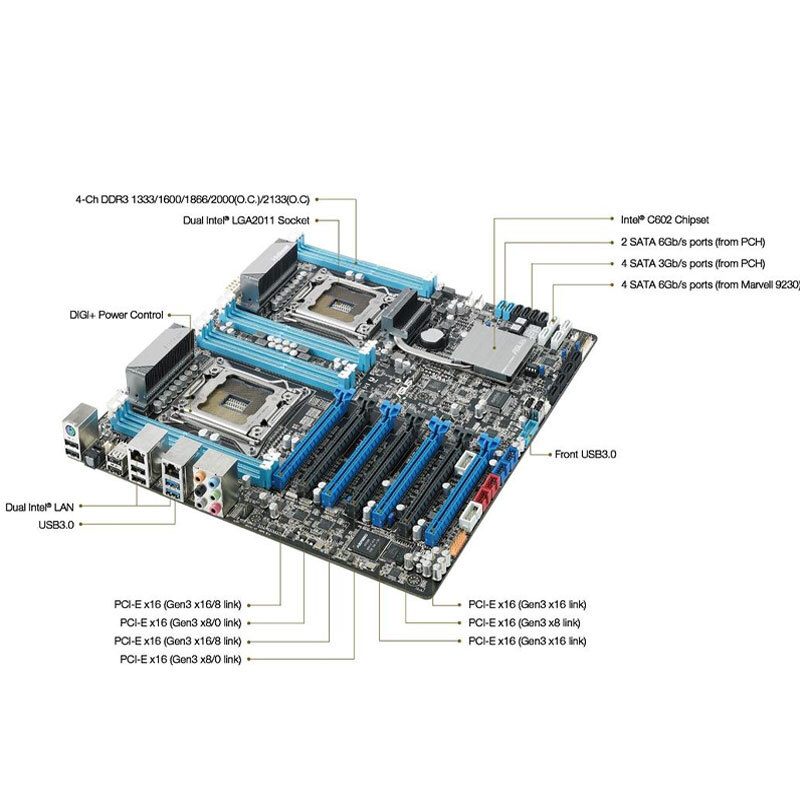 asus Z9PE-D8 WS CPU+メモリ+クーラー+電源付 ASUS Z9PE-D8 WS