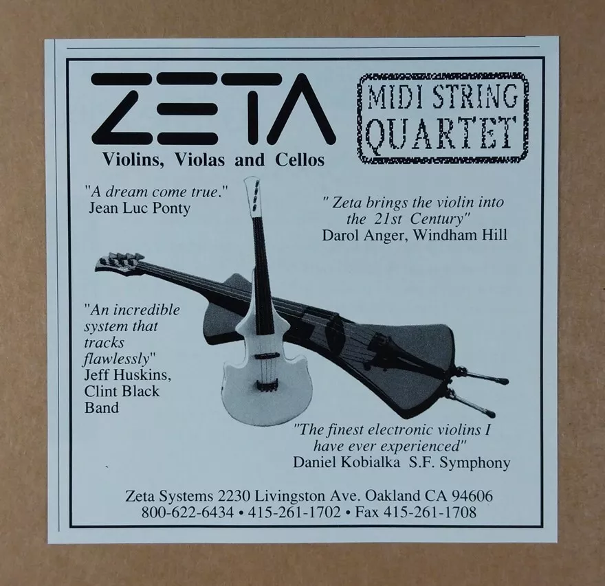 1991 Zeta Electric Violins vintage print Ad eBay