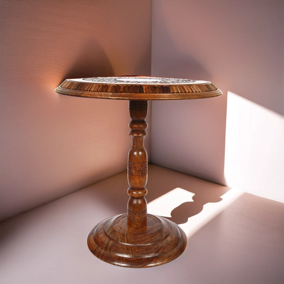 Mesa Antigua Hecha a Mano | Mesa de Centro Madera Tallada | Diseño Elegante y Único Foto 2 de 4