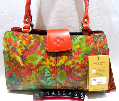 Patricia Nash Rienzo Satchel Sunny Day Orange Multi Leather Tassel Bag NWT