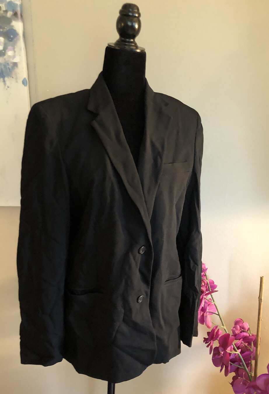 Lauren Ralph Lauren Womens Suit Blazer Black Long Sle - Gem
