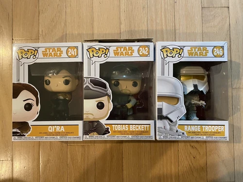 Funko Pop! Star Wars Qi’Ra #241 , Tobias Beckett #242 & Range Trooper #246 Lot