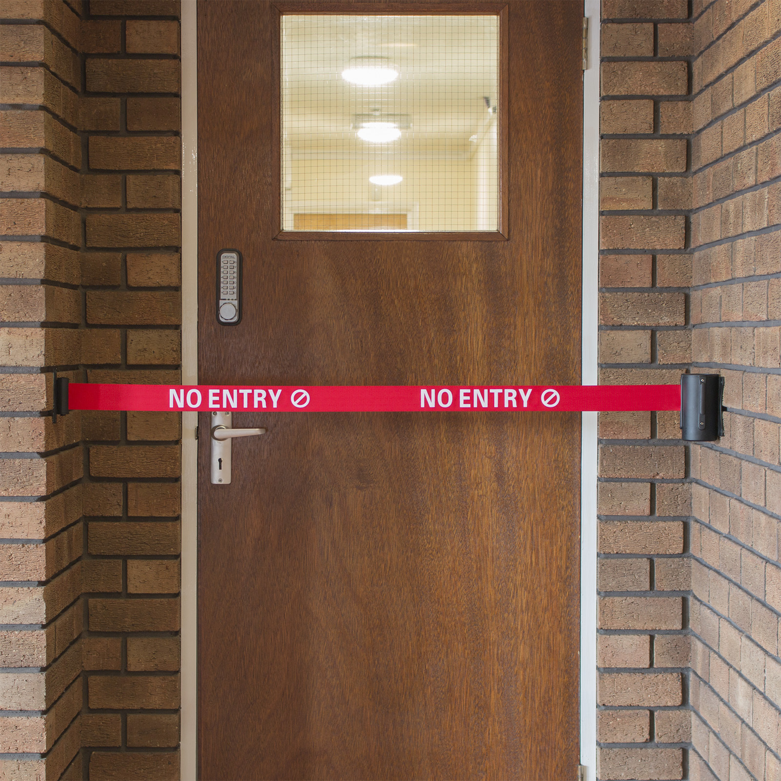 Barrien Ribon No Entry Red Retractable Security Belt/Barrier Ribbon Door Safety ...