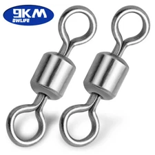 25Pcs Barrel Fishing Swivels Silver Stainless Steel Rolling Swivels Solid Ring