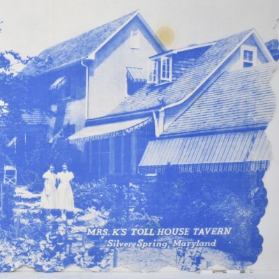 1950s Mrs K's Toll House Tavern Restaurant Placemat Silver Spring Maryland