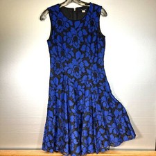 Tommy Hilfiger Black and Blue Crochet Lace Drop Waist Sleeveless Dress