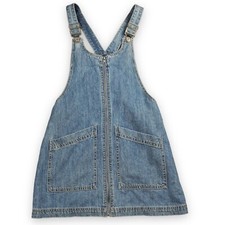 Forever 21 Overall Mini Dress Womens Small Blue Denim Light wash Zipper 2 pocket