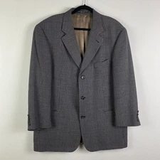 Vintage Hugo Boss Blazer 44R Loro Piana Wool USA Made Super 110's Blue Black Tan