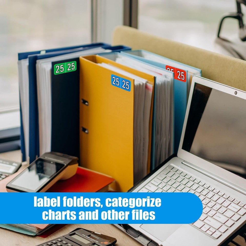 2 Rolls 2025 Year Stickers File Folder, 1000 Stickers for 25 Rectangle ...