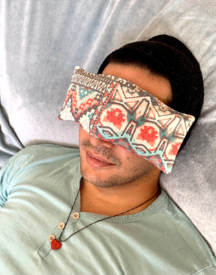 Weighted Eye Mask Pillow | Scented Herbal Aromatherapy Microwavable Rice Pack 