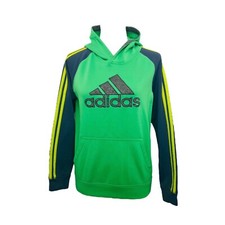 Adidas Boys Large Hoodie Green and Blue Big Logo Climawarm Athletic