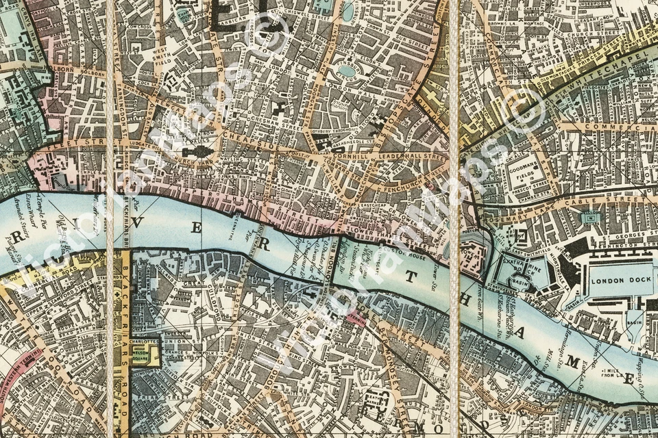 Póster artístico de Whitbread's New Plan Of London mapa histórico guía victoriana 1858 Foto 4 de 4