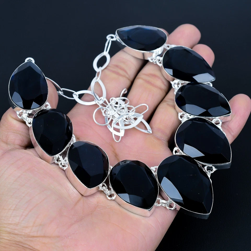 Iolite Pear Gemstone Handmade 925 Sterling Silver Jewelry Necklace 18" VJ 1038 - Image 4 of 4