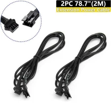 2X 78.8" Extension Power Cable For LED RGB Rock Light Motorcycle Light Strip