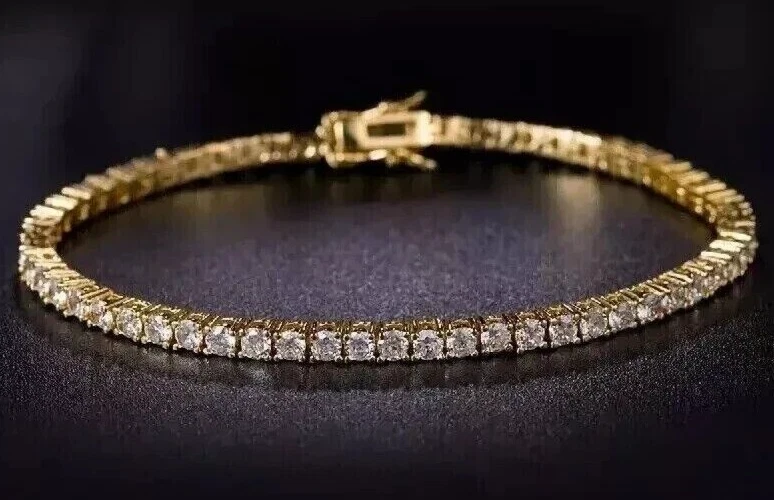 VALENTINO Bracciale Tennis 6 27CT Rotondo Diamanti Coltivati in Laboratorio Oro Giallo 14k Certificato GDGL