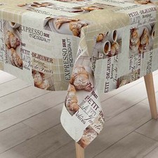 Wachstuch Tischdecke K67A Kaffee Croissant Küchenmotiv beige eckig rund oval