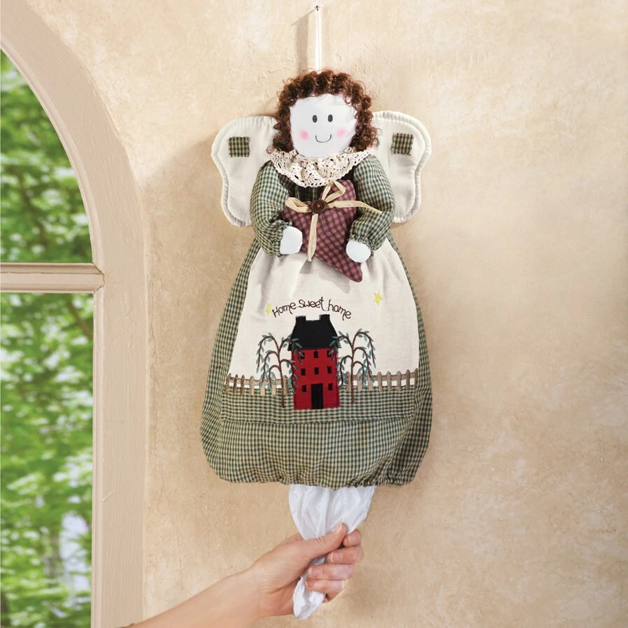 Home Sweet Home Country Angel Plastic Grocery Bag Holder Dispenser Organizer - Image 3 of 4