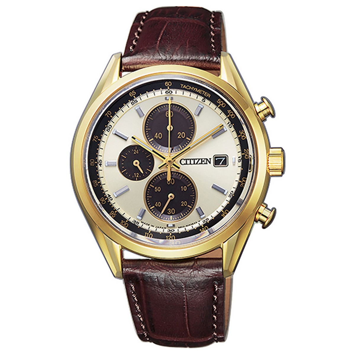 Citizen Eco Drive Mens Watch Solar Chronograph Gold, Champagne