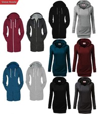 Women's Casual Zip Up Hoodies Coat Pocket Tunic Sweatshirt Long Outerwear Jacket