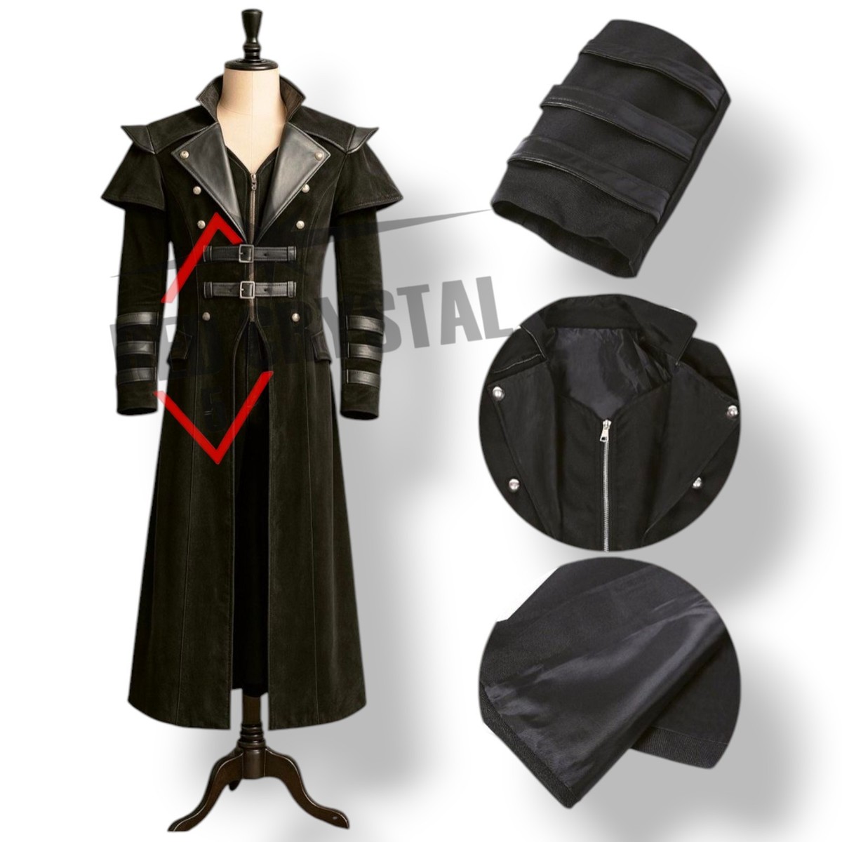 Angepasster Herren Gothic Langer schwarzer Mantel Steampunk Viktorianischer Vampir Trenchcoat mit Umhang | Dark Fantasy Cosplay Halloween Weihnachtsoutfit Angepasster Herren Gothic Langer schwarzer Mantel Steampunk Viktorianischer Vampir Trenchcoat mit Umhang | Dark Fantasy Cosplay Halloween Weihnachtsoutfit