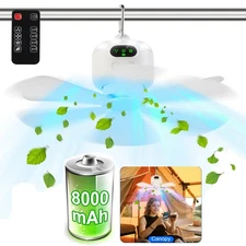 2 in 1 Rechargeable Camping Lights with Remote Control Umbrella Ceiling Fan