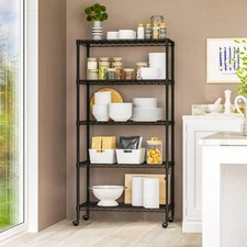 Seville Classics 5-Tier Black Epoxy Steel Wire Shelving, 30 W X 14 D X 61.5 H