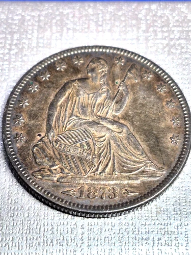 Vintage 1873 with Arrows Seated Liberty Half Dollar