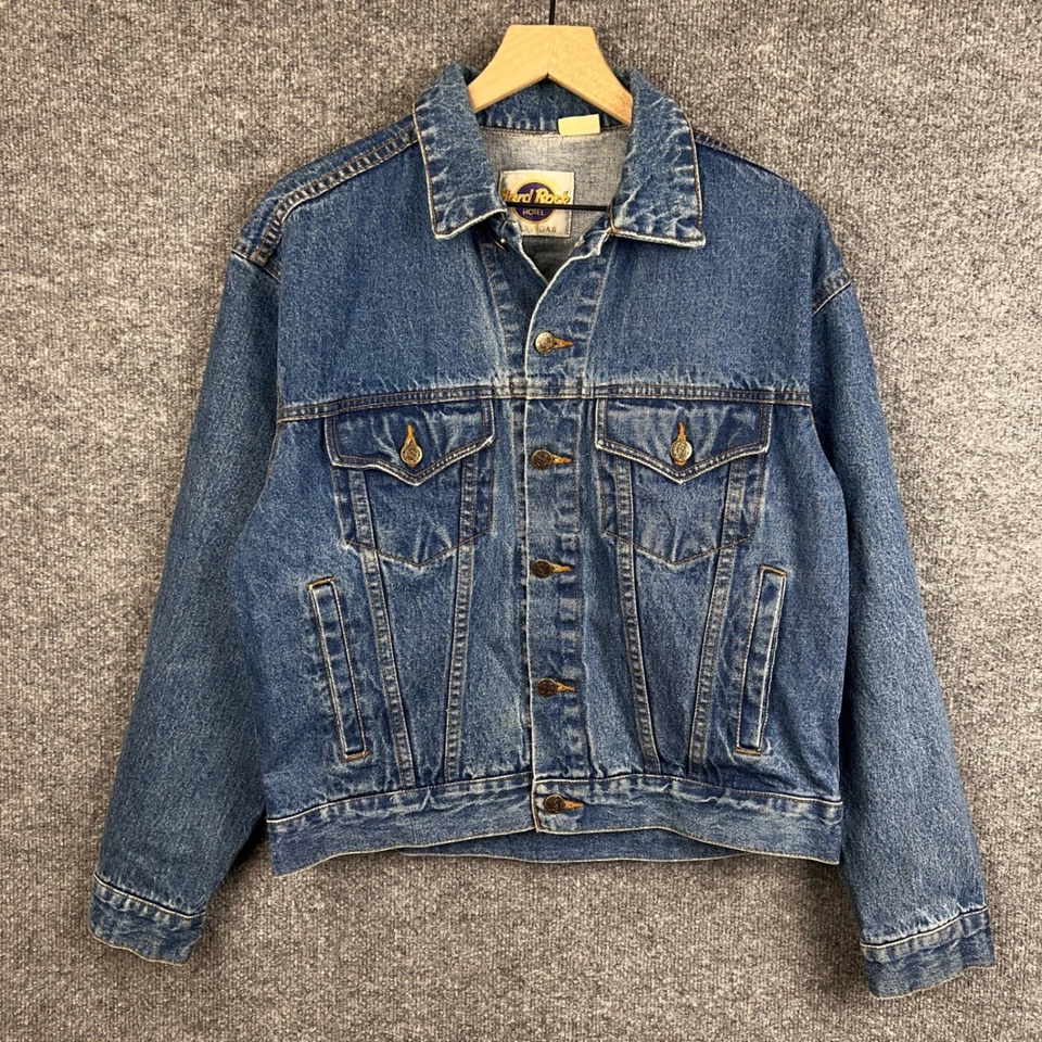Chaqueta vaquera vintage Hard Rock Hotel Las Vegas Save Planet años 90 grande para hombre Foto 2 de 4