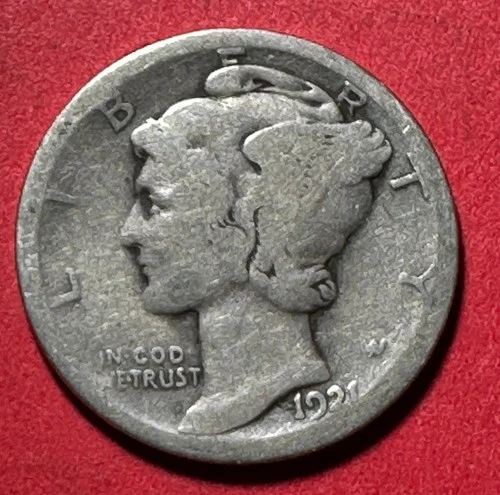 1921D US Mercury SILVER Dime "DENVER" Mint! KEY DATE! Old US Coin!