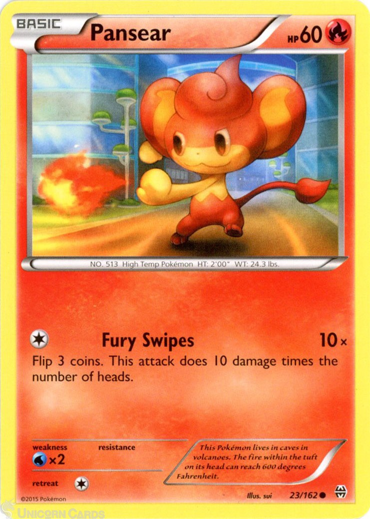 Pansear 23/162 : Common Mint/Near Mint Pokemon Card : XY08: BREAKthrough