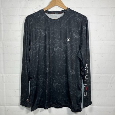 Spyder Rash Guard Swim Shirt Mens Medium Black UPF 50+ Long Sleeve Performance