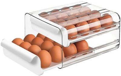 Large Capacity Egg Holder for Refrigerator, Egg Storage Container Organizer B...