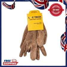 Loc-Tech Light Duty Work Gloves Brown Suede Leather Protective Safety Gloves