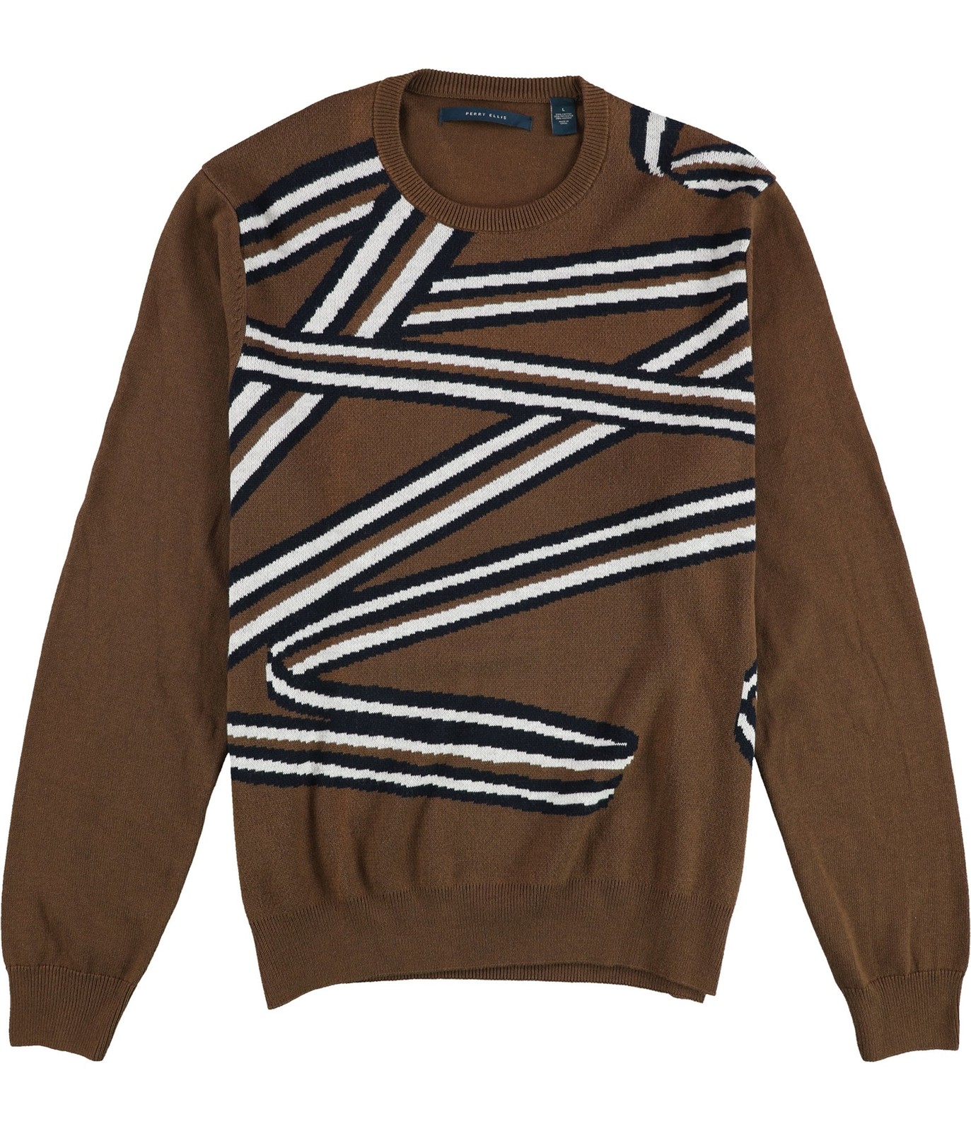 Мужской жаккардовый пуловер Perry Ellis коричневый Большой размер 7090₽