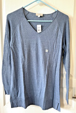 LOFT Outlet Sweater Women's Blue Cotton V Neck Pullover - Small NWT
