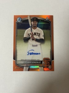 2025 Bowman Chrome Josuar Gonzalez True Orange Auto /25 1st Bowman