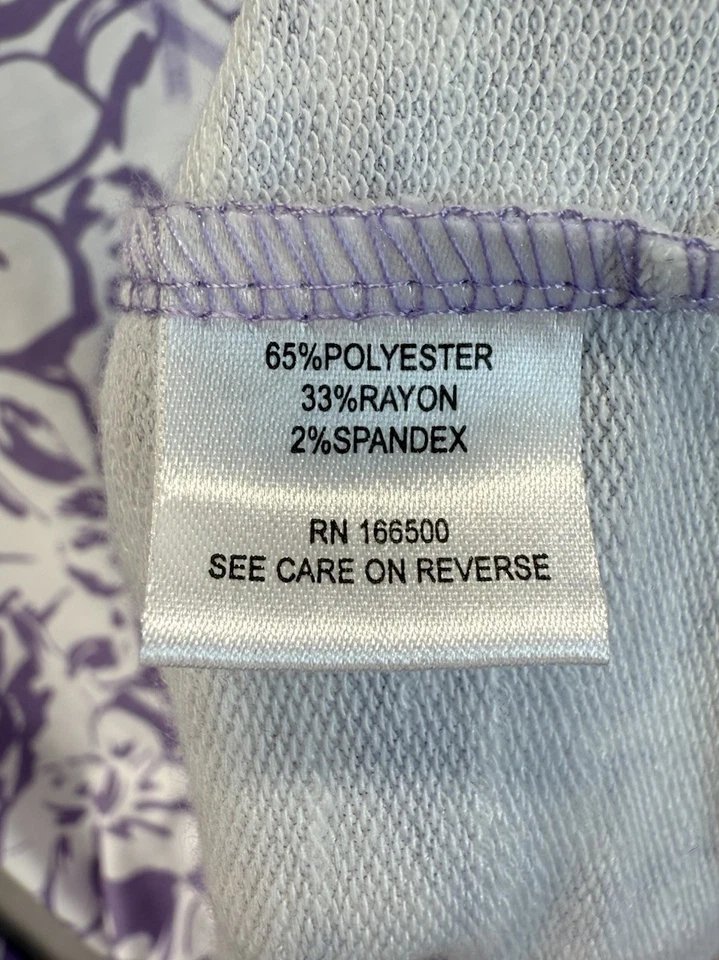 Emily Daniels Women’s Plus Sz 1X Lavender & White Floral Prints Crewneck Sweater - Image 4 of 4