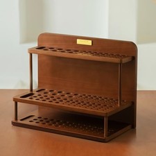 PRO Paint Brush Holder - 2 Tier Wooden Paint Brush Organizer - Large Capacity