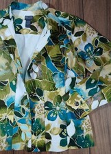 Additions by Chicos Women's Size 1 Multicolor Floral Leaves Buttoned Jacket