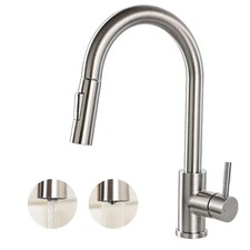 HOTIS Kitchen Sink Faucet Brushed Nickel with Pull Down Sprayer, Single Hole Sta
