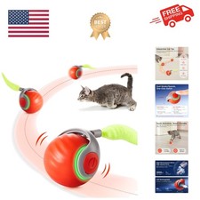 Moving Ball Cat Toys with Feather Tail, Rechargeable 2025 New Interactive Toy...
