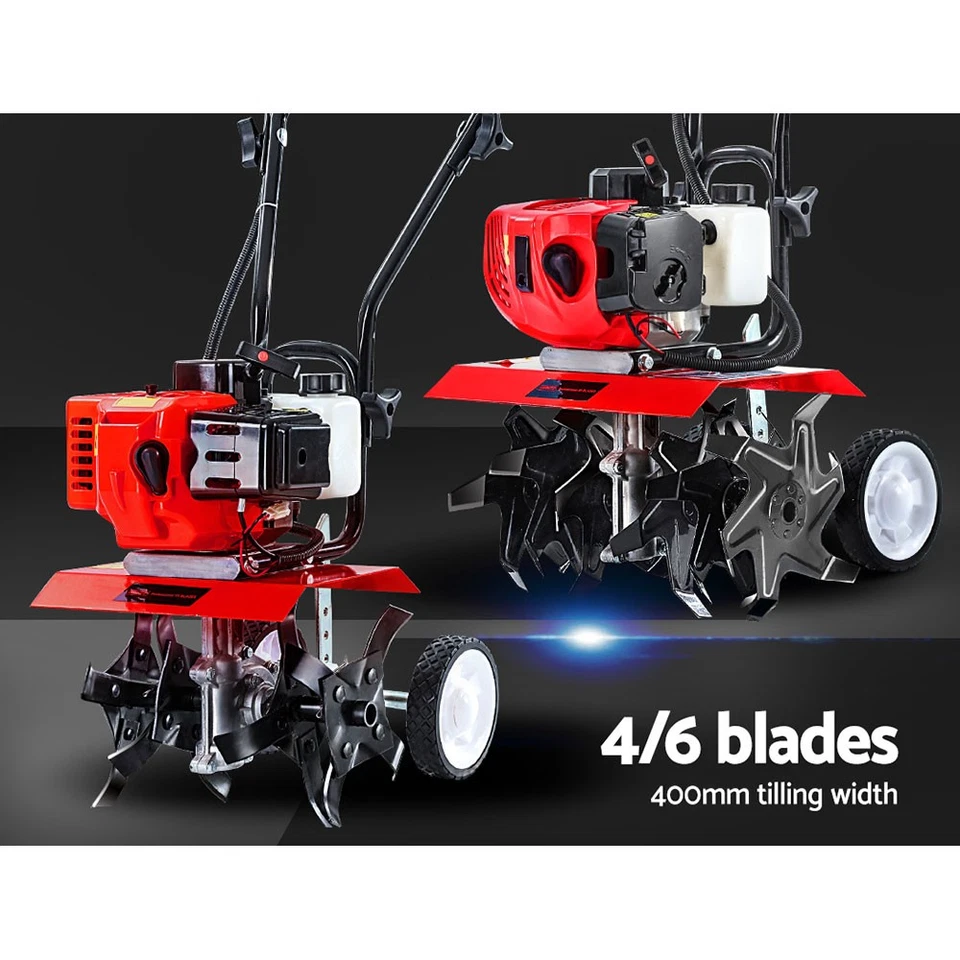Giantz 65/72/88CC Garden Cultivator Petrol Tiller Rotary 4/6 Blades Rototiller - image 4 of 4