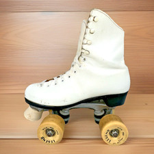 Marathon USA Women  s Size 7 White Leather Rollerskates Legend 57 mm 95A Wheels