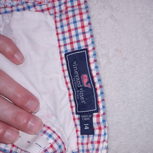 Vineyard Vines Boys Red, White And Blue Gingham Seersucker Shorts sz14 Adj Waist - Picture 8 of 11