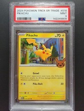PIKACHU #018 COSMOS HOLO STAMPED 2024 POKEMON TRICK OR TRADE PSA 9 MINT 1 SWIRL