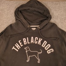 The Black Dog Mens Classic Collection Hoodie Black Purple Logo Sweatshirt Medium