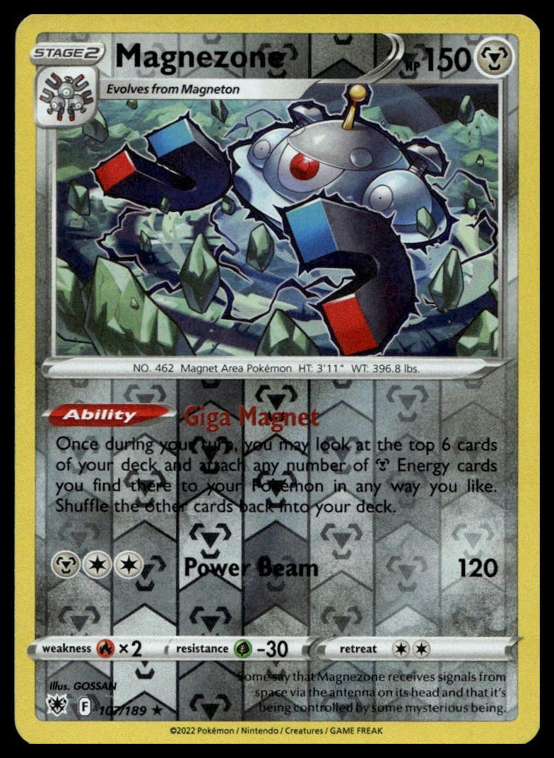 Magnezone #107/189 (REVERSE HOLO) SWSH10: Astral Radiance LP - Pokemon Card
