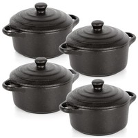 Mini Cocotte AuflaufföRmchen Soufflé FöRmchen Ramekin 4Er Set Deckel 300Ml